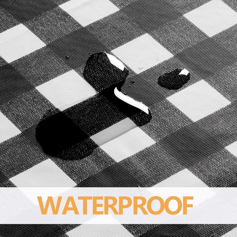 sancua Checkered Vinyl Rectangle Tablecloth - 60 x 84 Inch - 100% Waterproof Oil Spill Proof PVC Table Cloth, Wipe Clean Table Cover for Dining Tables, Buffet Parties and Camping, Black and White - Image 5